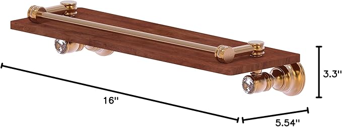Allied Brass CC-1-16-GAL-IRW Carolina Crystal Collection 16 Inch Gallery Rail Wood Shelf, Brushed Bronze
