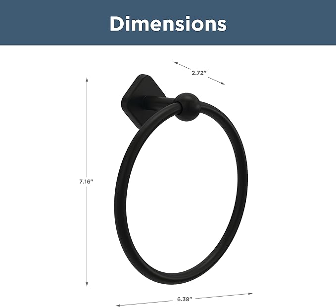 Franklin Brass Gainesville (1-Pack) Hand Towel Holder Matte Black Towel Racks for Bathroom Wall Round Towel Ring Holder for Bath Towel Hanger for Kitchen, Bathroom Accessories GNV46-MB