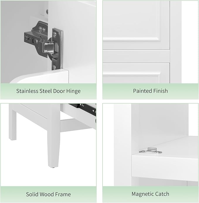 Virubi 20 in Small Bathroom Vanity with Sink,Solid Wood Modern Single Bathroom Sink Cabinet with Soft Closing Door and Drawer,Freestanding White