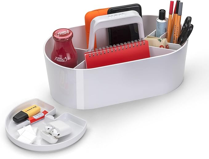 HAN Toolbox Loft 1200-12 with 4 Compartments Removable Storage Tray and Carry Handle Snow White