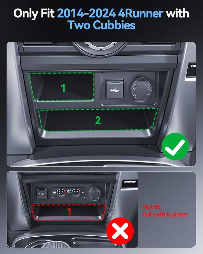 For 2014-2024 T oyota 4Runner Console Console Storage Drawer Magnetic Design Slides Smoothly - [100% Stable& Easy To Install] - Cubby Storage Box with Silent Flocking Felt - Thickened ABS Material
