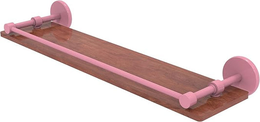 Allied Brass P1000-1-22-GAL-IRW-PNK Prestige Skyline Collection 22 Inch Solid IPE Ironwood Shelf with Gallery Rail, Pink