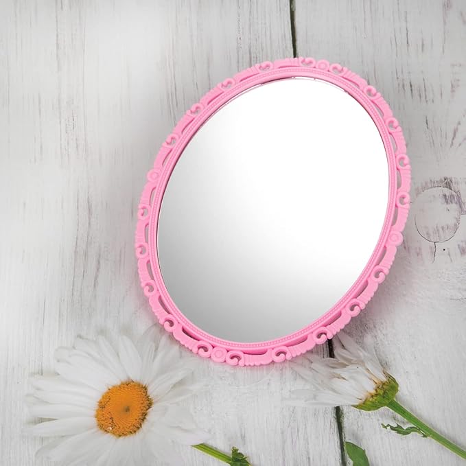 ARTLYMERS Magnetic Locker Mirror, Real Glass Small Mirrors for Lockers with Magnetic Backing, School Locker, Bathroom, Household Refrigerator, Locker Accessory or Office Cabinet (Pink)