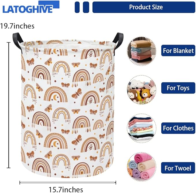 Baby Laundry Hamper kids laundry Basket Waterproof Storage Bin for Bedroom Toy Clothes Organizer Basket Woodland Animals Room D??cor(Rainbow)