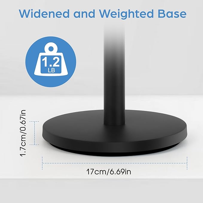Top-spring Hand Towel Holder Stand Stainless Steel Free Standing Hand Towel Rack for Bathroom Kitchen Countertop, 17.2" H Hand Towel Stand with Heavy Base, Matte Black