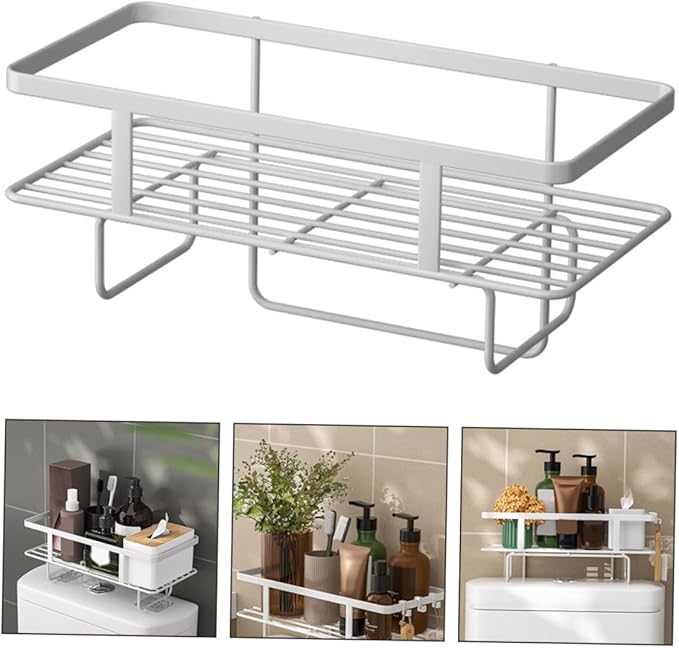 Ciieeo Bathroom Organizer Shelf Carbon Steel Multi-use Storage Rack Over The Toilet Organizer Easy Install Bathroom Shelving