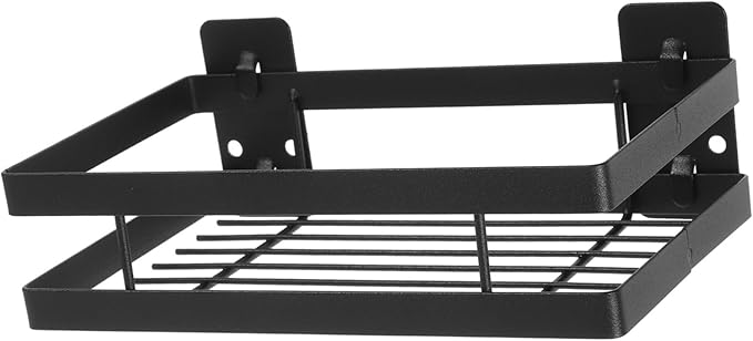 Mobestech Wall Mounted Bathroom Storage Rack Adhesive Iron Art Shelf for Bathroom Kitchen and Bedroom No Drill Organizer for Makeup Toiletries and Seasoning Modern Design