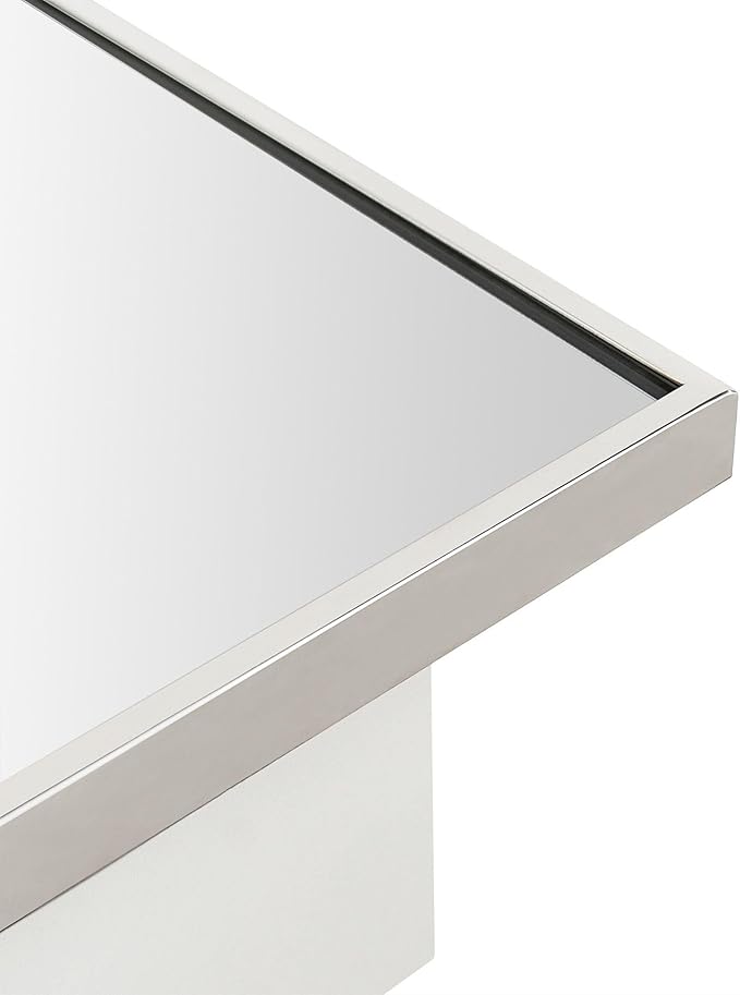 TEHOME 16.5'' x 24'' Polished Nickel Recessed and Surface Mount Bathroom Medicine Cabinet with Mirror Square Cornered Metal Framed Rounded Rectangle Medicine Cabinet Mirror