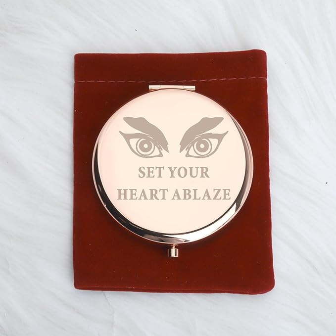WUSUANED Anime Manga Mirror Inspirational Gift Set Your Heart Ablaze Anime Inspired Gifts Rengoku Slayer Makeup Mirror (Set Your Heart Ablaze Mirror)