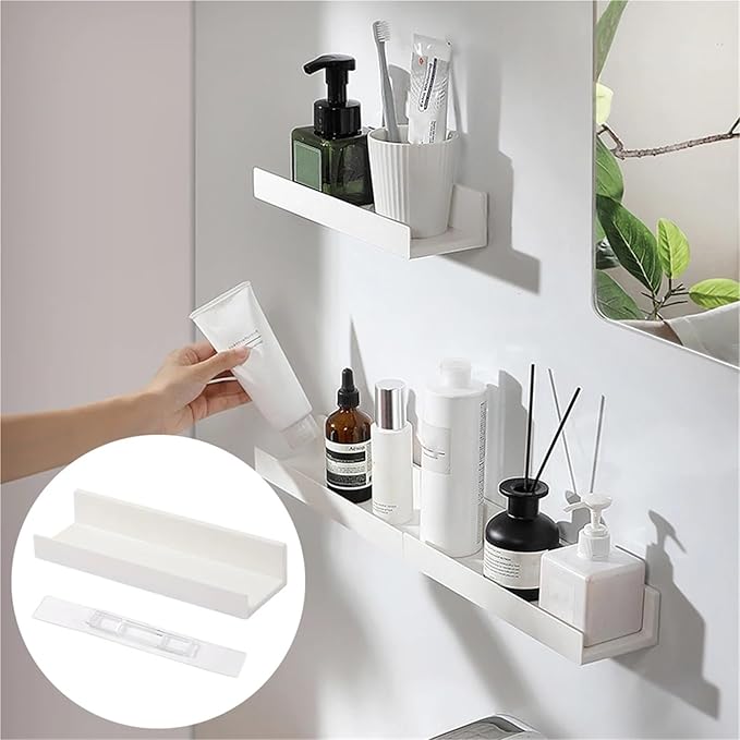 Wall Mounted No Drill Bathroom Shelf Shampoo Holder Supplies Home Organizer Multifunctional Storage Rack