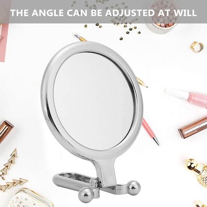 Sonew Double-Sided Magnifying Cosmetic Mirror 10x Portable Handheld Folding Makeup Mirror for Bathroom Dressing Shaving Traveling(Silver)