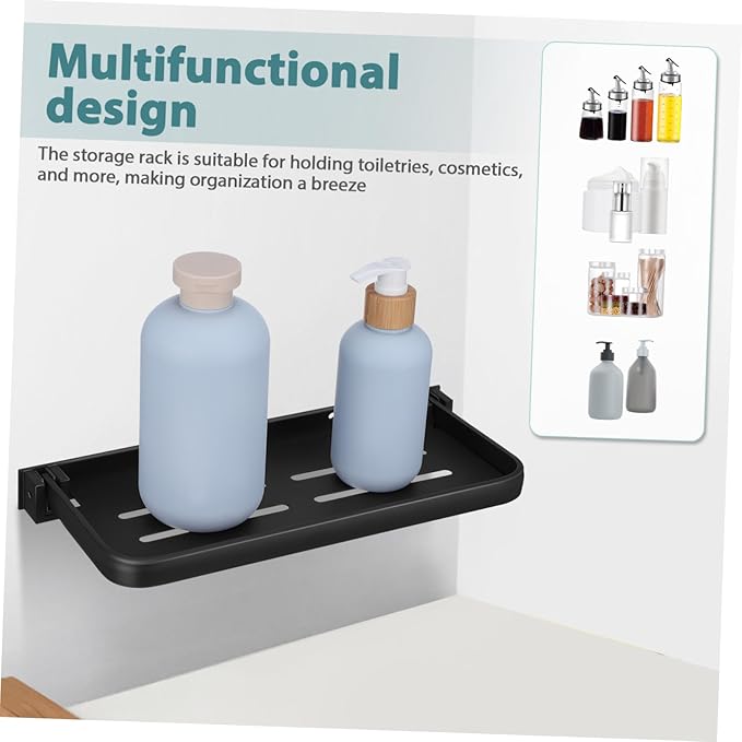 ERINGOGO Foldable Bathroom Shelf Hidden Metal Wall Storage Rack for Sink and Laundry Room Space Saving Vanity Tray for Laundry Storage and Organization