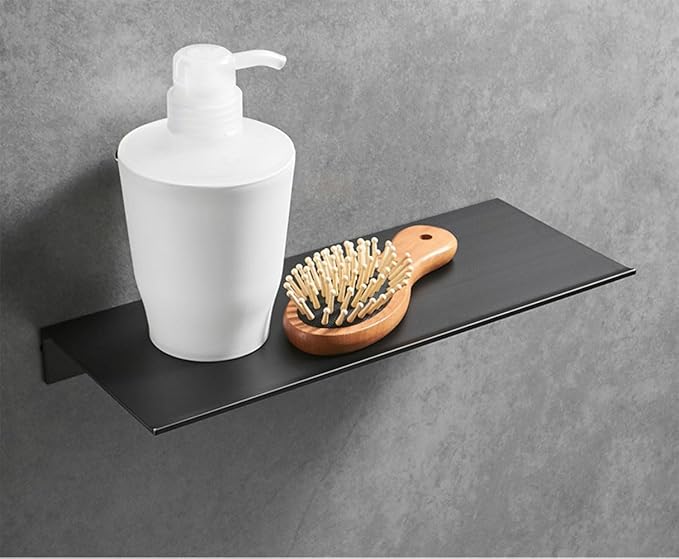 Black Metal Wall Mounted Floating Shelves Ledge,Space Saving Rustproof Aluminum Bathroom Shelf Wall Mount Shelving Extra Strong Floating Shelves Storage Rack(30CM)