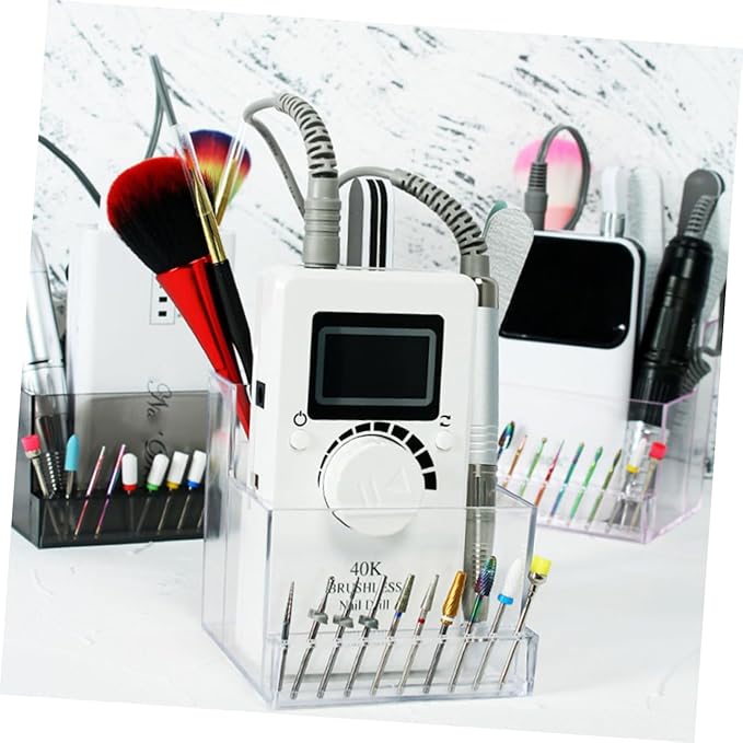 MERRYHAPY 1pc Nail Art Storage Box Makeup Lip Gloss Grinder Stand Eyebrow Drill Bit Holder Organizer Lipgloss Display Case Lipstick Holder Pencil Pen Cup Display Stand Polisher Acrylic