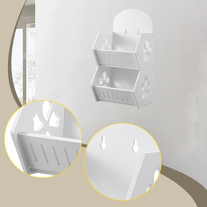 Wall Mounted Bathroom Shelf Makeup Container Storage Bin Kitchen Spice Shelf for Bedroom , double layer