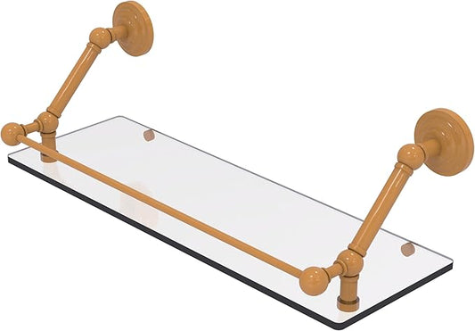 Allied Brass PQN-1-24-GAL-GLY Prestige Que New 24 Inch Floating Glass Shelf with Gallery Rail, Golden Yellow
