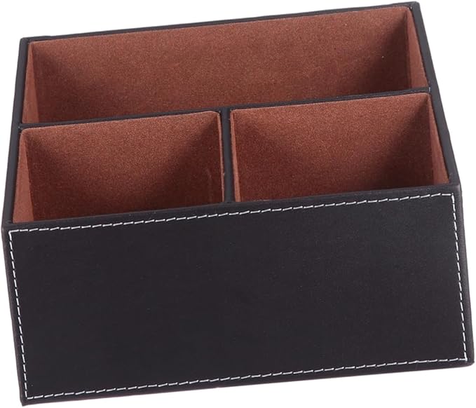 Uonlytech Trapezoidal Storage Sundries Case Creative Desktop Organizer Home Storage Box Filing Boxes Lids Leather Flannelette Lining