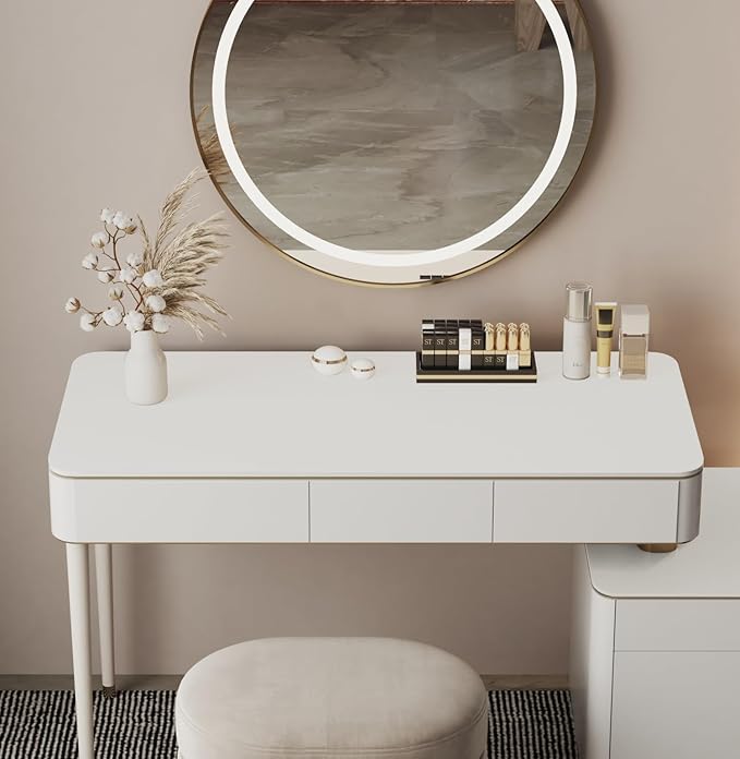 39.37"" * 15.7"" Large Makeup Mat for Vanity Top Protector,Cover Work Table Waterproof, Non-Slip Pad for Makeup Vanity. (Milk White)