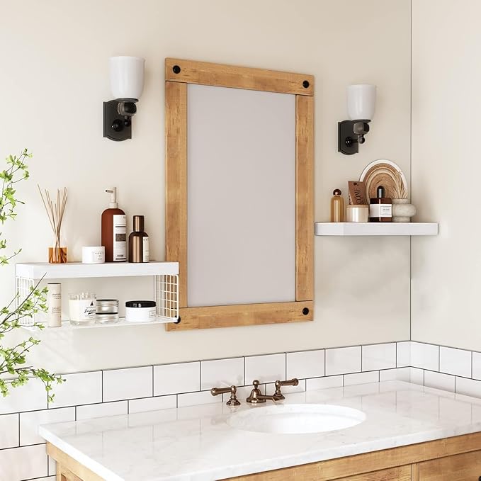 Bathroom Shelves Over Toilet - Heavy Duty Storage Rack, 25+ lbs Weight Capacity, Minimalist Design Wall Mounted Floating Shelves Toilet Paper Storage Farmhouse Decor Shelf 16 inch (White, General, 2)