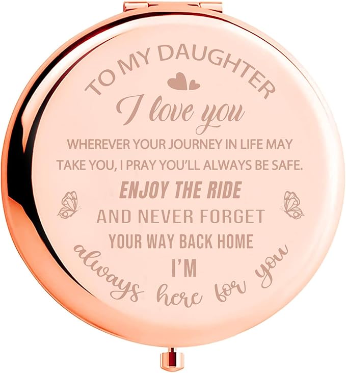 Daughter Gift from Mom to My Daughter Makeup Mirror Christmas Birthday Graduation Gift for Daughter Wedding Gift Adult Daughter Gift Ideas Travel Mirror Bridal Shower Gift