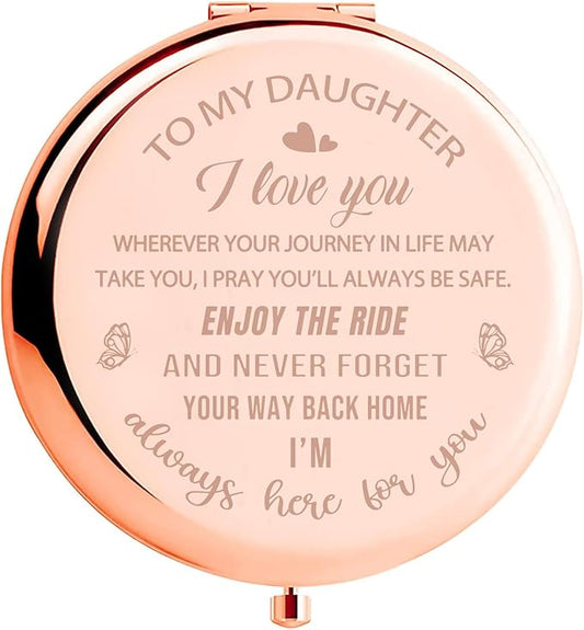 Daughter Gift from Mom to My Daughter Makeup Mirror Christmas Birthday Graduation Gift for Daughter Wedding Gift Adult Daughter Gift Ideas Travel Mirror Bridal Shower Gift