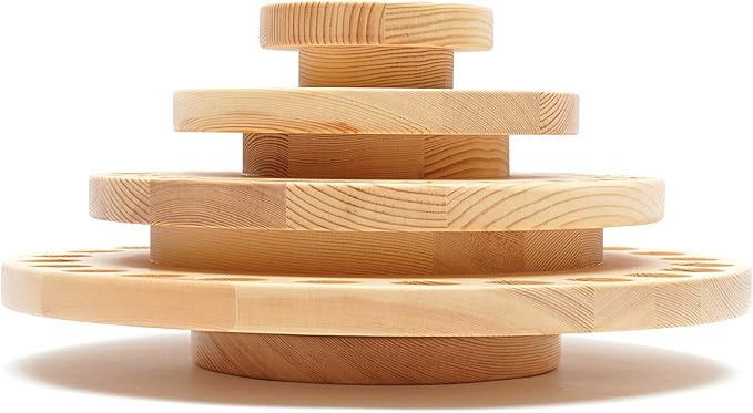 63 Slots Wooden Essential Oil Storage Rack, Rotating Cosmetics Display Stand, 4 Tiers Wood Essential Oil Display Stand for 63 Bottles