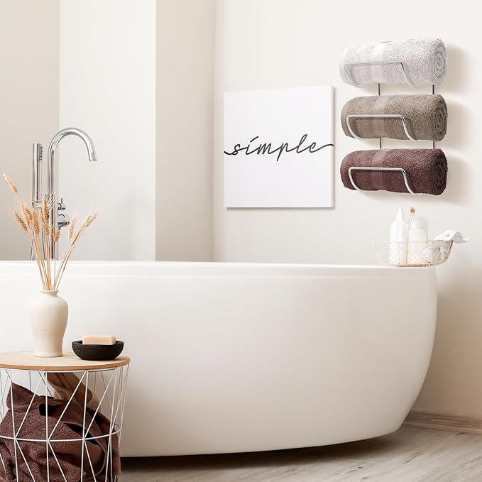Sorbus Bathroom Wall Mounted Towel Rack - 12 Level Shelves for Rolled Towels, Washcloths, Linen - Spa, Salon & Towel Storage