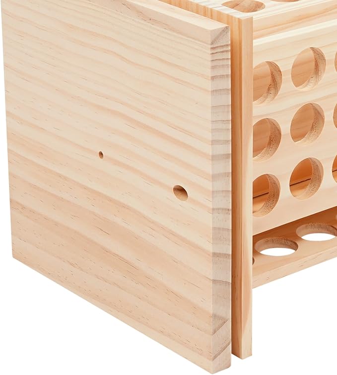 125 Slots Essential Oil Storage Shelf Wood Rotating Essential Oil Bottle Display Rack Wooden Farmhouse Style Essential Oil Stand Holder with Base for Aromatherapy Bottles Organization, Wood Color