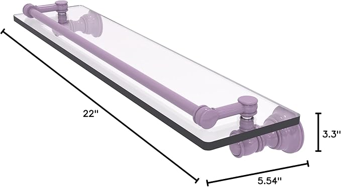Allied Brass CL-1-22-GAL-LVN Carolina Collection 22 Inch Glass Shelf with Gallery Rail, Lavender