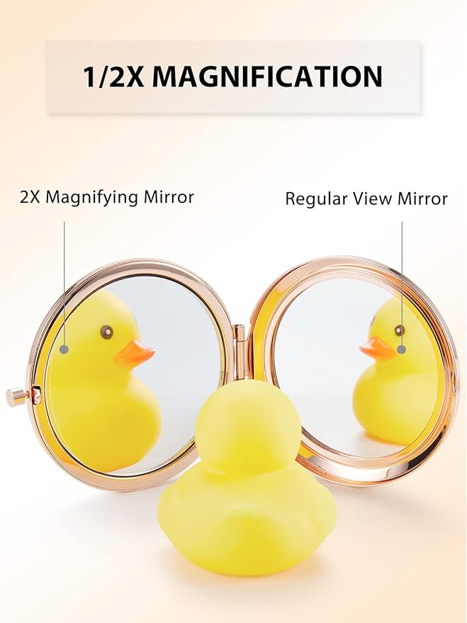 Compact Mirror for Purse, Set of 100 Double-Sided 1X/2X Magnifying Metal Pocket Makeup Mirrors(Round, Rose Gold)