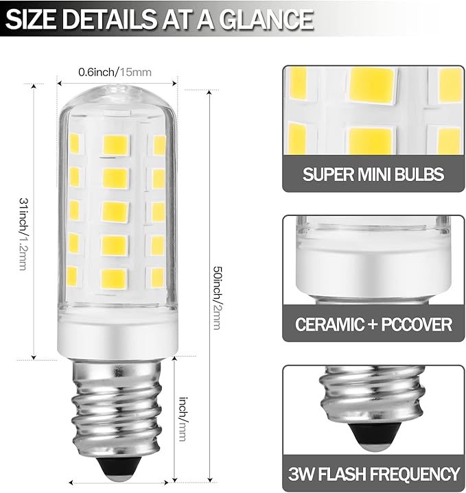 Double-Sided Mirror LED Bulb Dimmable for Conair illuminations Makeup Mirror Double Sided Illuminated Mirror Fits Jerdon Makeup Mirror Replaces, 2PCS (Warm White)