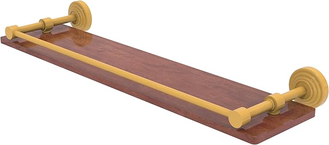 Allied Brass WP-1-22-GAL-IRW-SGL Waverly Place Collection 22 Inch Solid IPE Ironwood Shelf with Gallery Rail, Spanish Gold