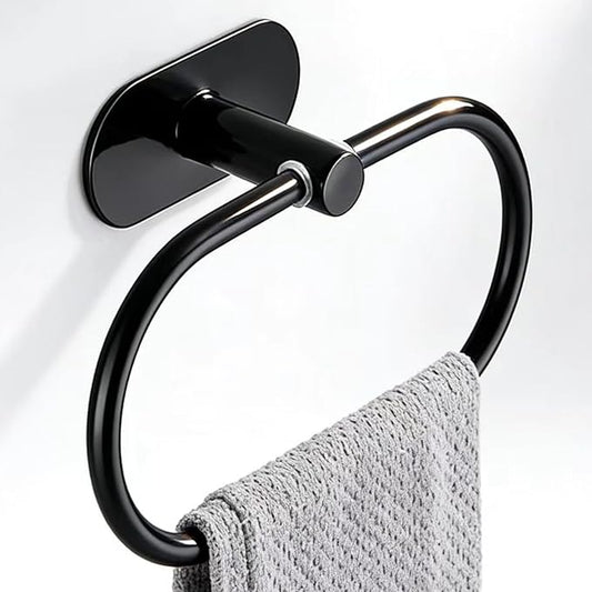 Besteffie Adhesive Towel Ring Self Adhesive Hand Towel Ring Stainless Steel Rustproof Bathroom Towel Holder Wall Mount SUS 304 Stainless Steel Matte Black