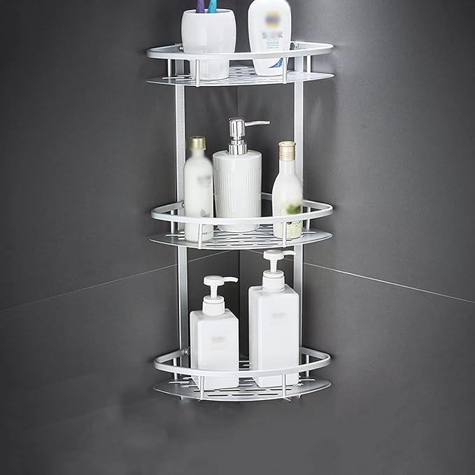 HASMI Bathroom Shelf Bathroom Rack,Wall-Mounted Storage Shampoo Rack Corner Basket Bathroom Products Luxury Cosmetics Storage Bathroom Shelf Bathroom Accessories Floating Shelves (Color : 1)