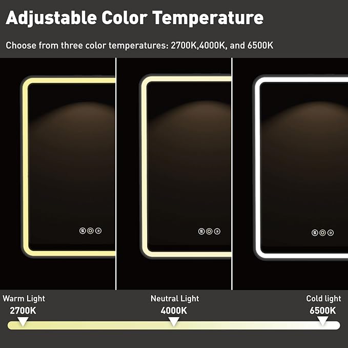 16 x 28 Inch LED Medicine Cabinet with Mirror, UL Certified Dimmable Lighted Bathroom Mirror Cabinet, Anti-Fog & Memory Function, 3 Color Modes, Recessed or Wall Mounted, Adjustable Shelf, Black