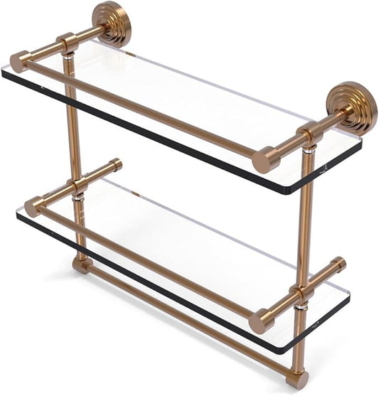 Allied Brass Wp 2 Tb Gal Inch Gallery Double Towel Bar Glass Shelf, 16 Inch, Brushed Bronze