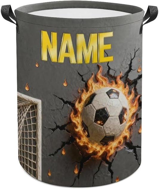 Personalized Soccer Laundry Hamper Custom Name Funny Dirty Clothes Laundry Basket Portable Storage Basket For Home Bathroom Family Football Lovers Xmas Birthday (style 24)