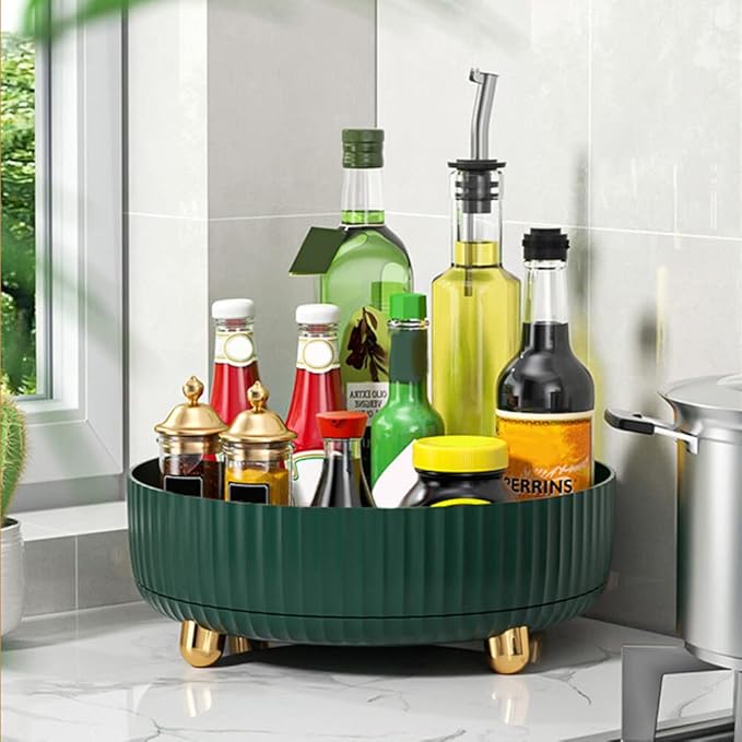 Makeup Perfume Organizer, Round Large Capacity 360 Degree Rotating Makeup Brush Holder Cosmetic Desk Storage Lotions Display Case for Countertop Dresser Bedroom Bathroom Decor