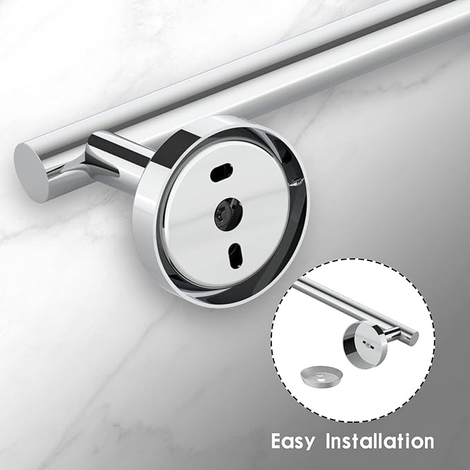 Newfun 10 Pieces Polished Chrome Bathroom Hardware Set - Includes 24 inch Towel Bar, Robe Hook, Toilet Paper Holder, Stainless Steel Bathroom Accessories Set for Bathroom Wall Mounted