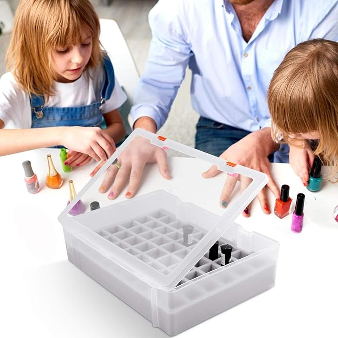ALCYON 54-Bottle Nail Polish Organizer Case - Professional Clear Storage Box with Shockproof Sponge Foam - Secure Travel Bag for Beetles, for Essie - Prevents Glass Breakage Organized (Black, For 54)