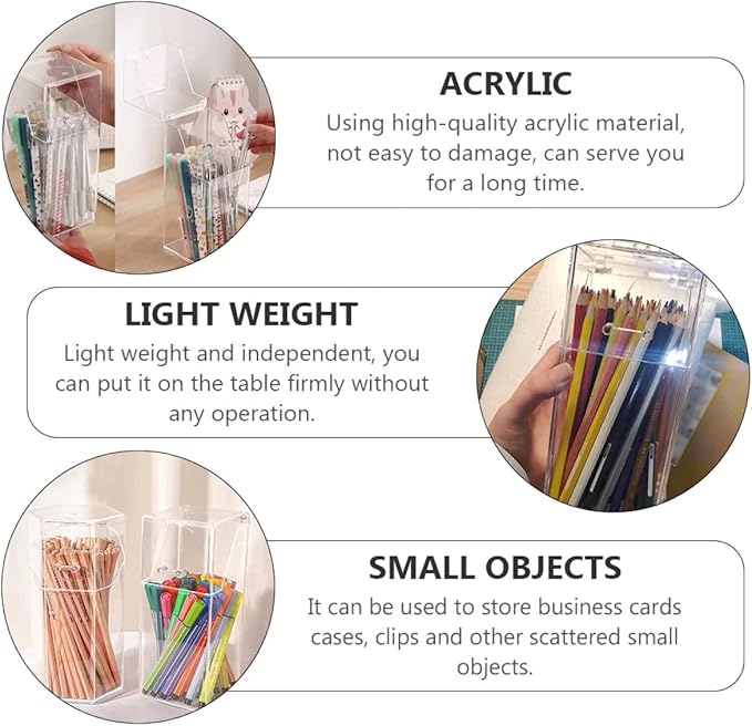 Alipis 4 Pcs Acrylic Makeup covered makeup brush holder with lid clear organizer cosmetic brush holder with lid cosmetic storage box desktop storage organizer acrylic desk