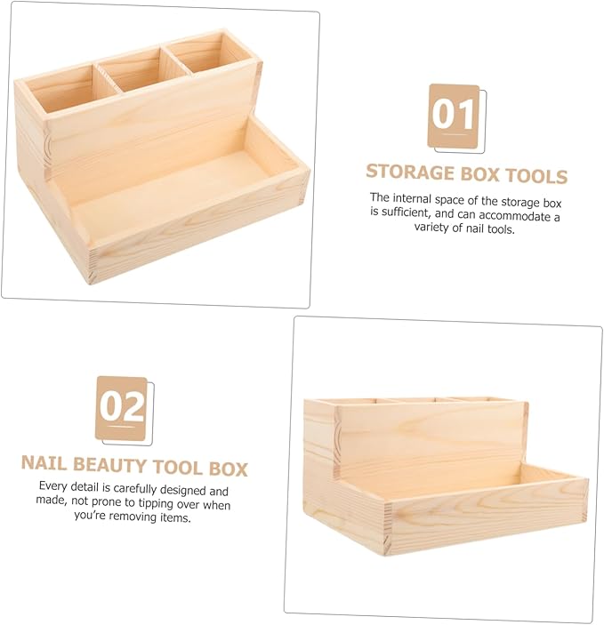 Wooden Makeup Organizer Small Makeup Storage Brush Holder Nail Polish Organizer Box