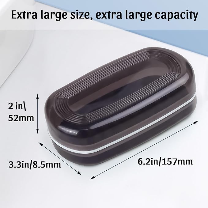 OZNER Travel Soap Case for Two Bars, Leak Proof Shampoo Bar Holder Compatible with Kitsch Bars, Soap Container with Drainage Layer for Bathroom, Camping, and Gym, Easy to Clean (Black)