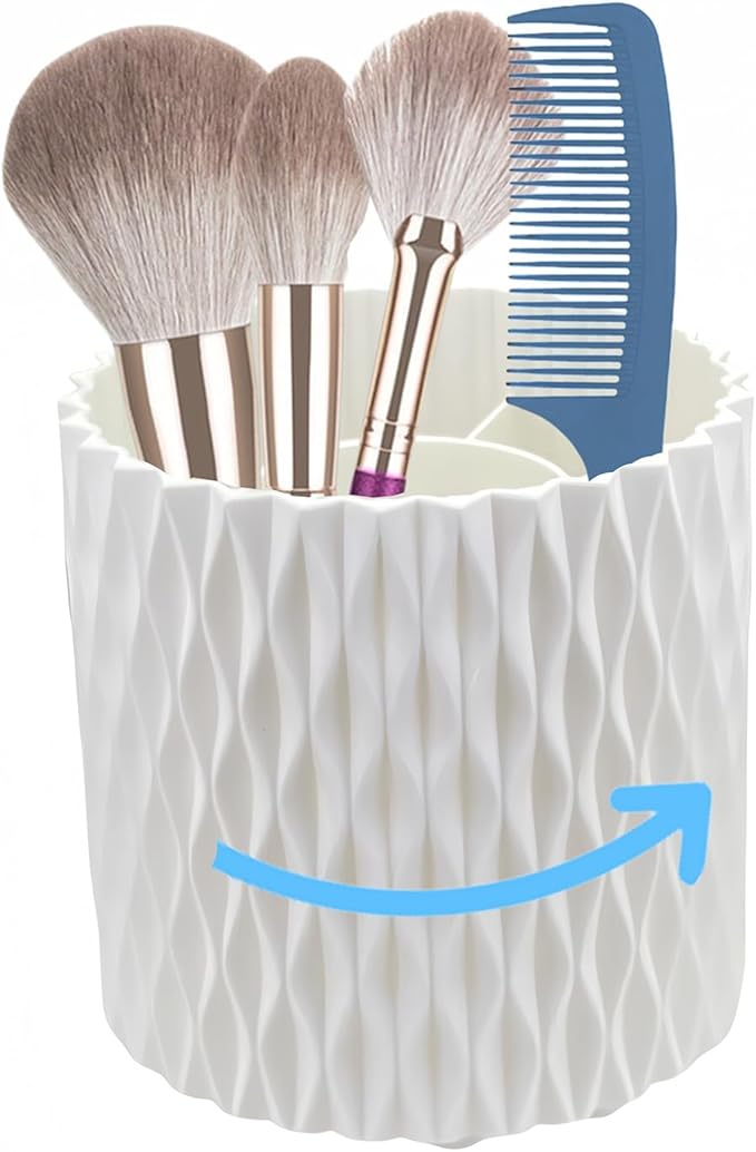 Generic 360 Rotating Modern Minimalist Makeup Brush Holder Organizer, 5-Slot Cosmetic Storage for Lipstick, Brushes, Beauty Tools