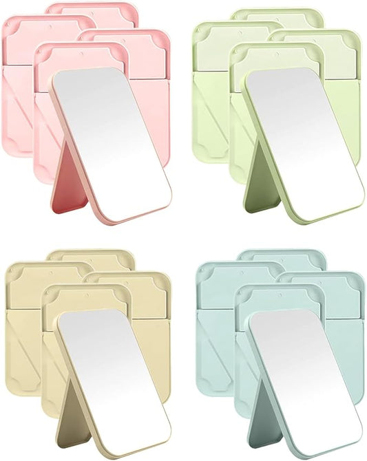 Foldable Mirror, 20 Pack Desktop Makeup Mirror Simple Folding Makeup Mmirrors with Stand for Spa Party, Girl, Women, Beauty, 4 Color