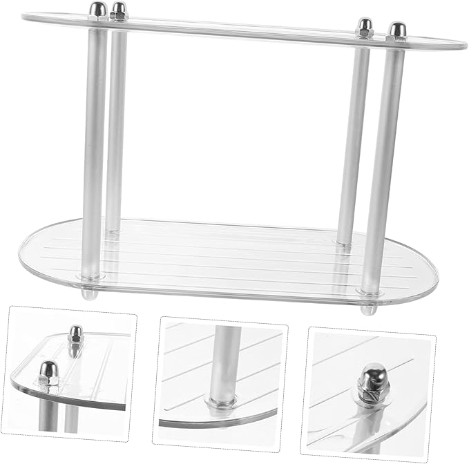 Healifty Stylish Multi Storage Rack for Cosmetics Removable Countertop Organizer Transparent Space Saving Display Shelf for Bathroom and Kitchen Compact Design for Tidy Living