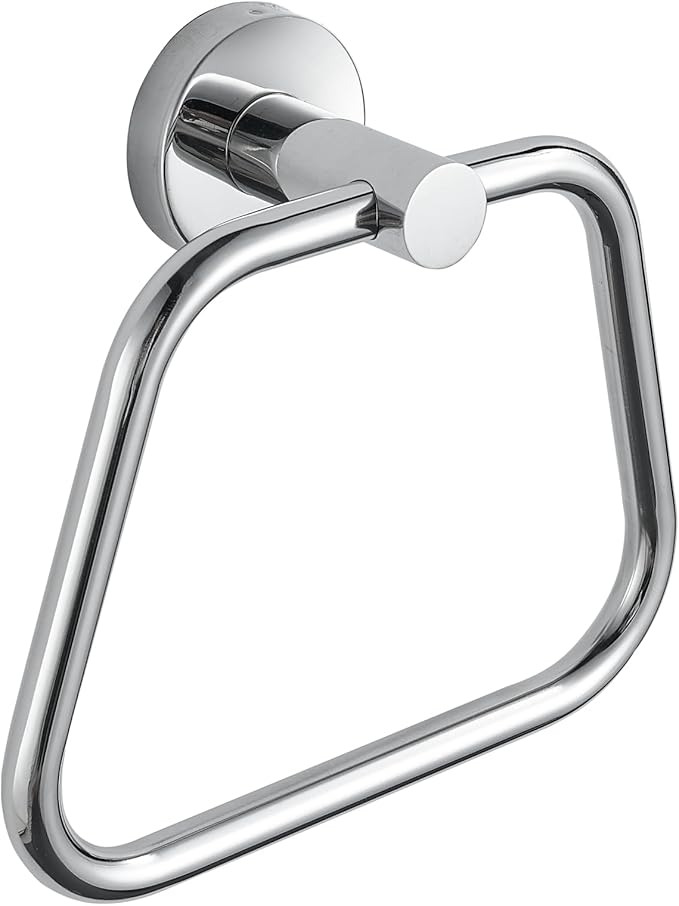 Bath Towel Ring, Bathroom Hardware Towel Holder, Chrome Towel Ring for Bathroom, Modern Trapezoid Wall Mounted Towel Hanger, 304 Stainless Steel (Chrome)