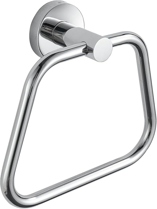 Bath Towel Ring, Bathroom Hardware Towel Holder, Chrome Towel Ring for Bathroom, Modern Trapezoid Wall Mounted Towel Hanger, 304 Stainless Steel (Chrome)