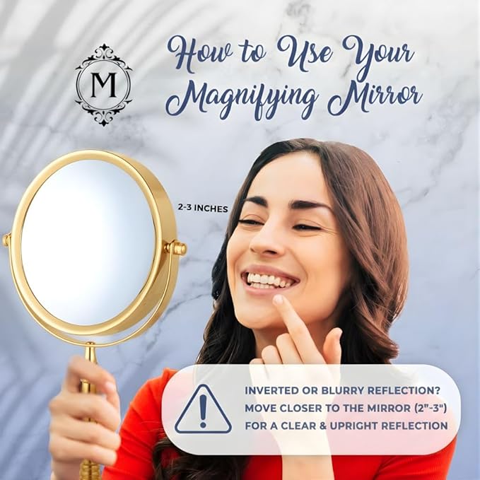 MIRRORVANA Large Double Sided 10X and 1X Magnifying Makeup Mirror with Stand in Gift Box, 15” Tall and 8” Wide (Gold)