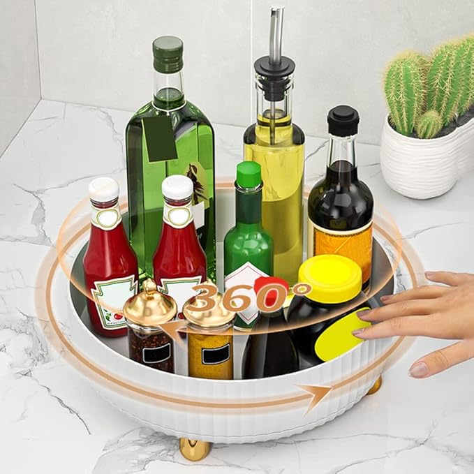 Makeup Perfume Organizer, Round Large Capacity 360 Degree Rotating Makeup Brush Holder Cosmetic Desk Storage Lotions Display Case for Countertop Dresser Bedroom Bathroom Decor